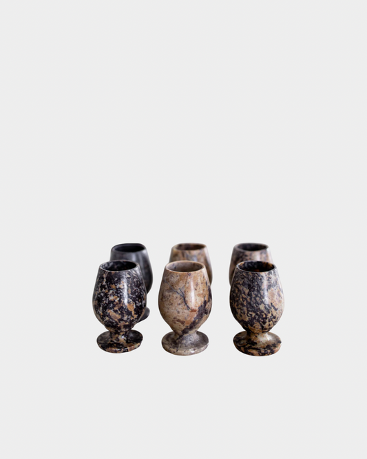 Brown Soapstone Shot Glasses S/6
